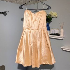 Strapless Foiled Mini Dress